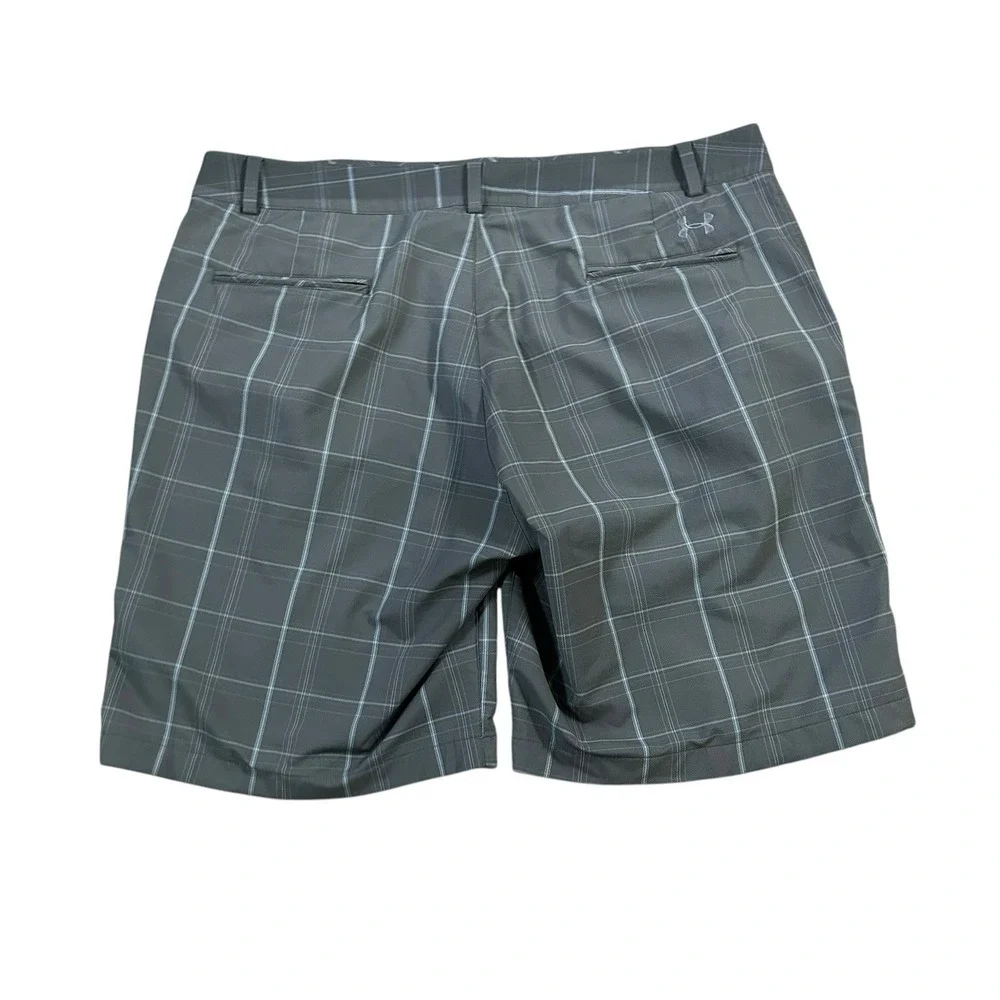 Under Armour Shorts Mens 40 R Gray Golf‎ Performance Stretch Plaid
